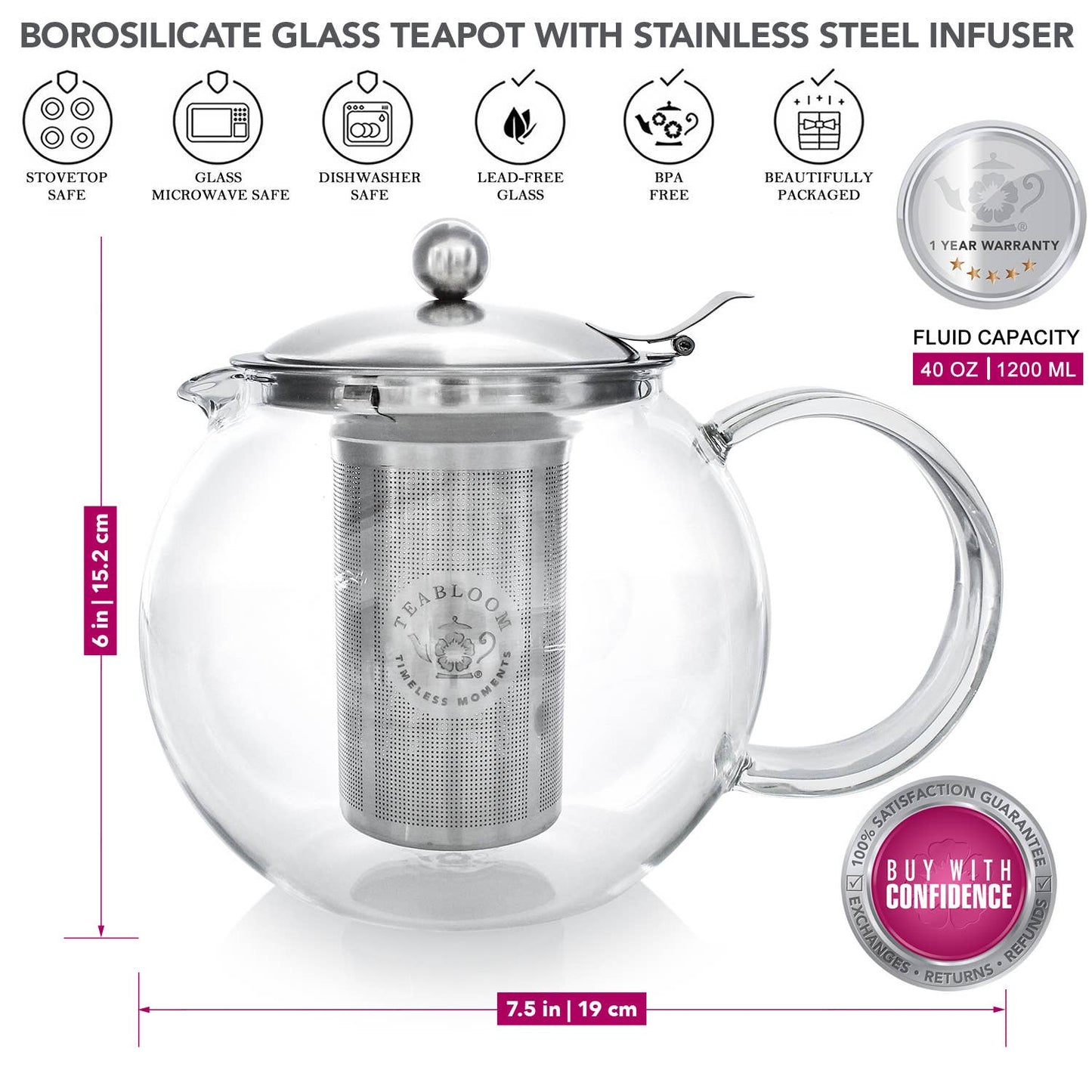 Teabloom - Teabloom All-in-One Teapot and Tea Kettle – Heatproof Borosi
