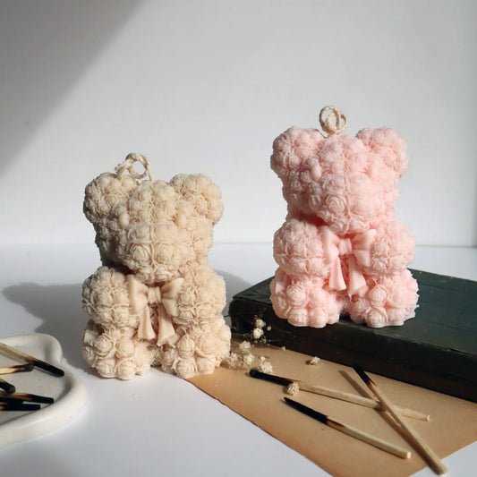 Rose Bear Candle — Pink (Pre-Order)