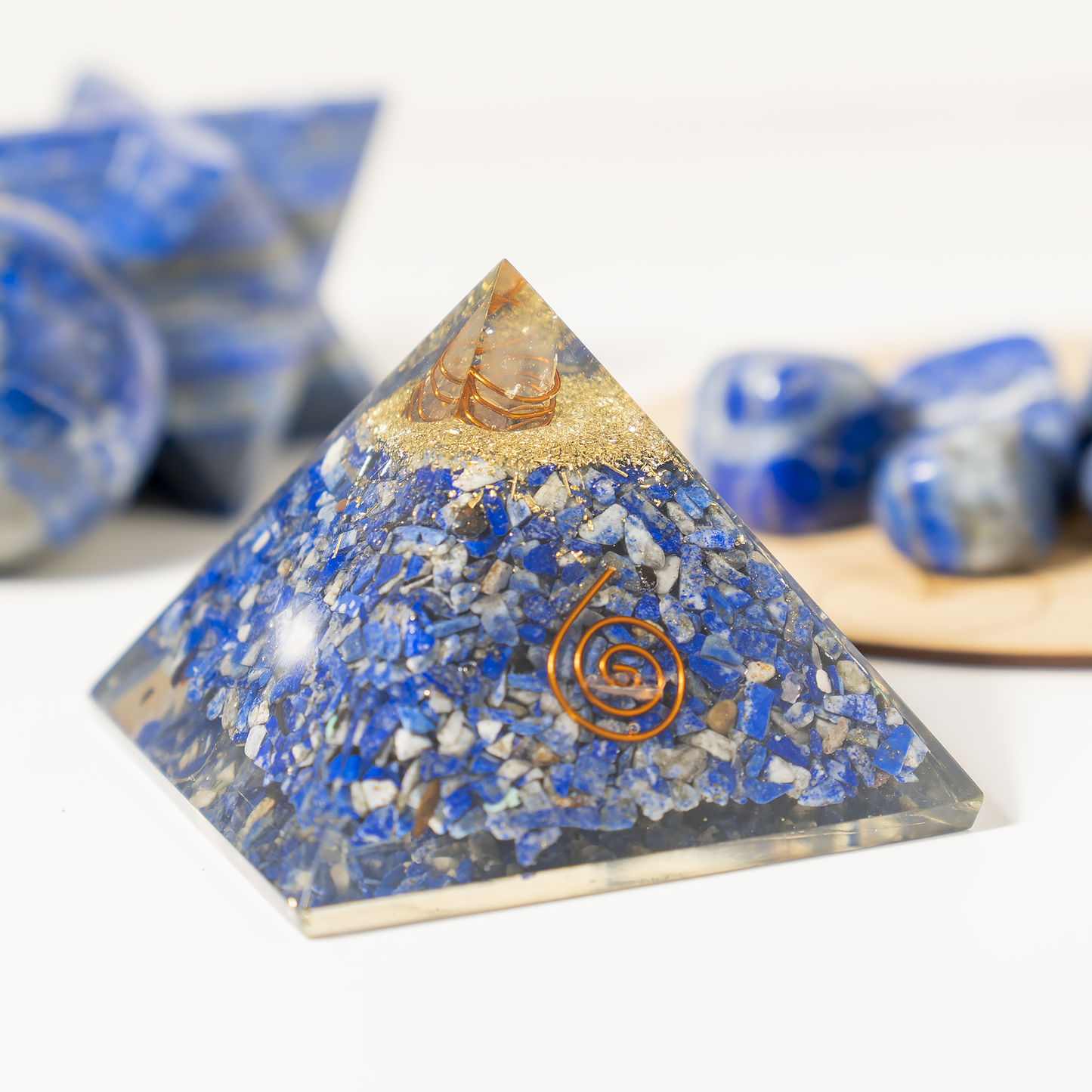 Orgone Pyramid | Lapis Lazuli with Crystal Point Pyramid