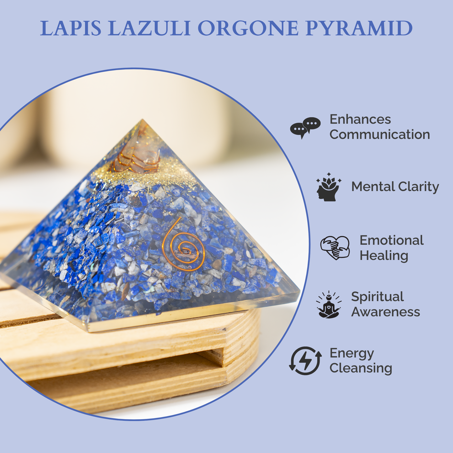 Orgone Pyramid | Lapis Lazuli with Crystal Point Pyramid