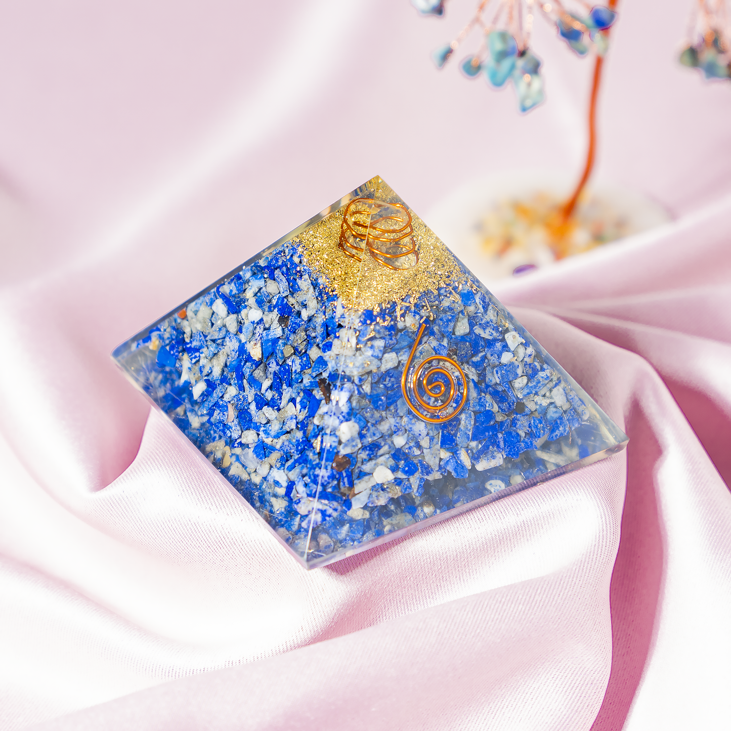Orgone Pyramid | Lapis Lazuli with Crystal Point Pyramid