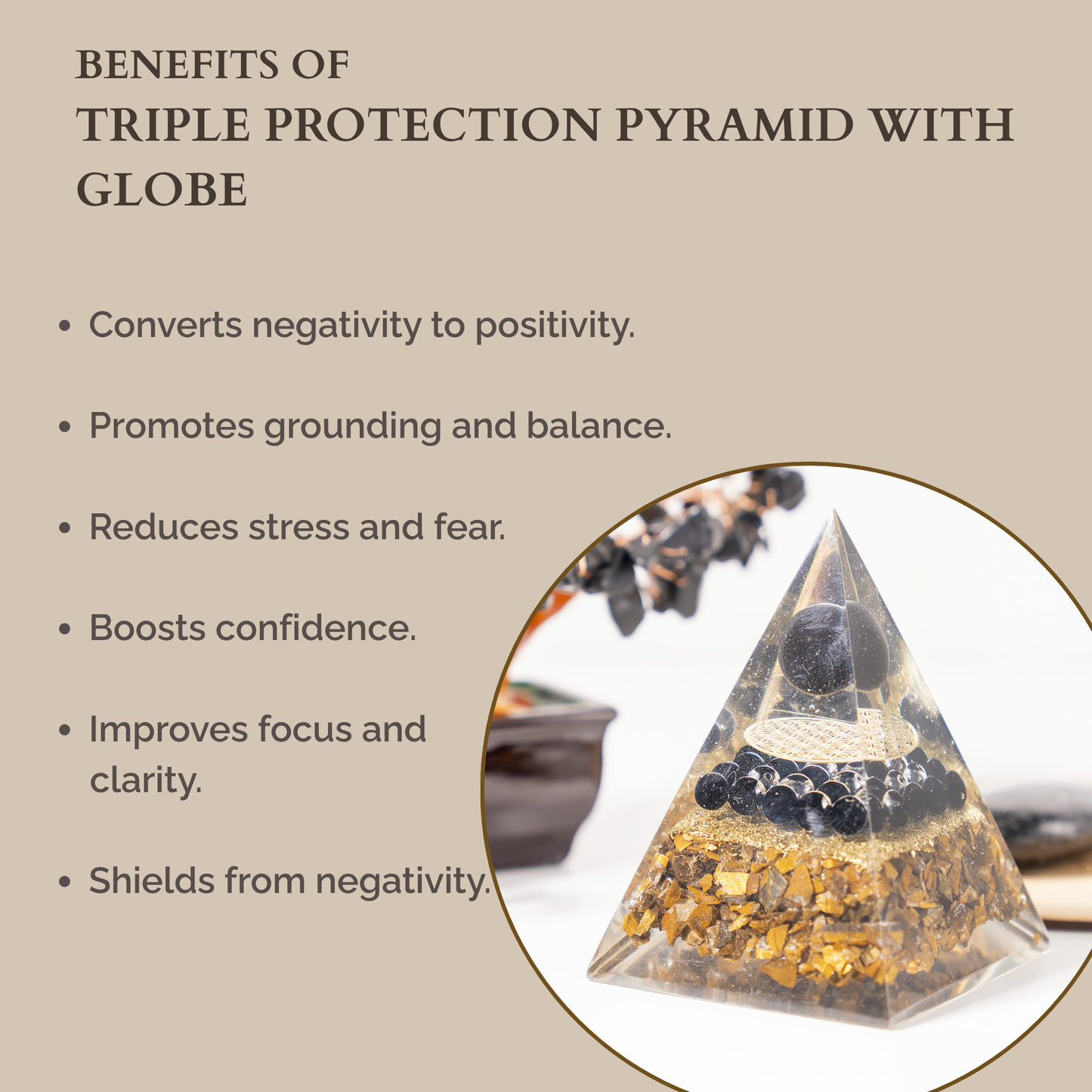 Orgone Pyramid | Triple Protection | Crystal Energy Pyramid