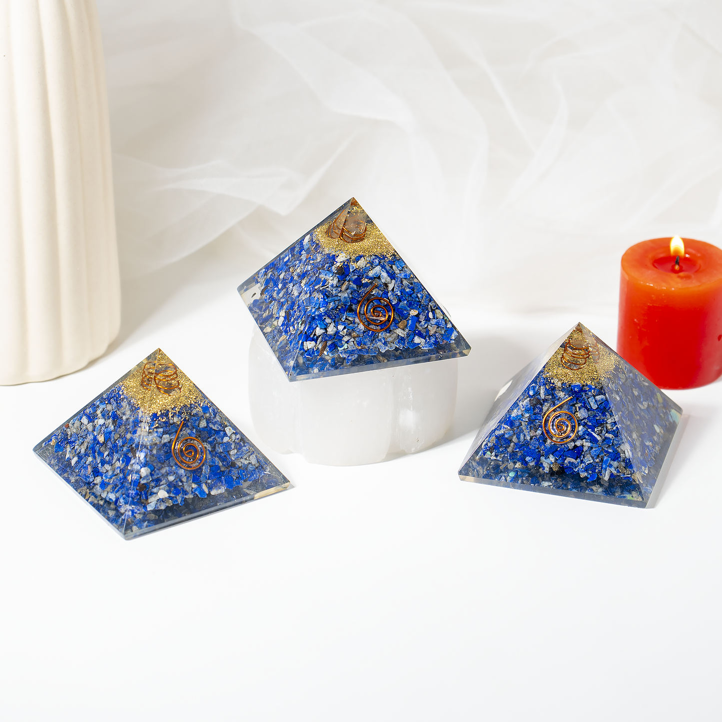 Orgone Pyramid | Lapis Lazuli with Crystal Point Pyramid