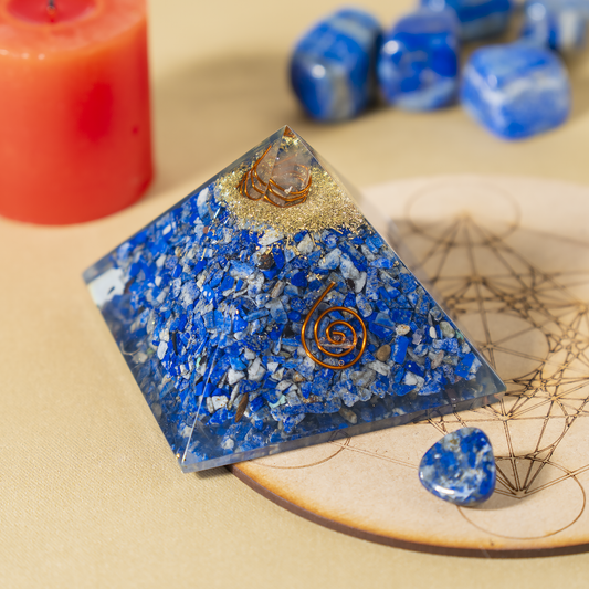 Orgone Pyramid | Lapis Lazuli with Crystal Point Pyramid