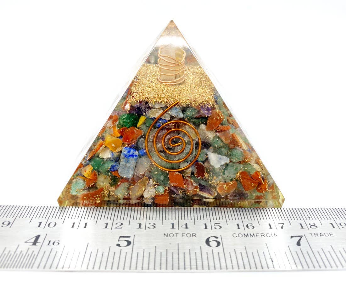Orgone Pyramid |7 Chakra with Crystal Point Orgone Pyramid