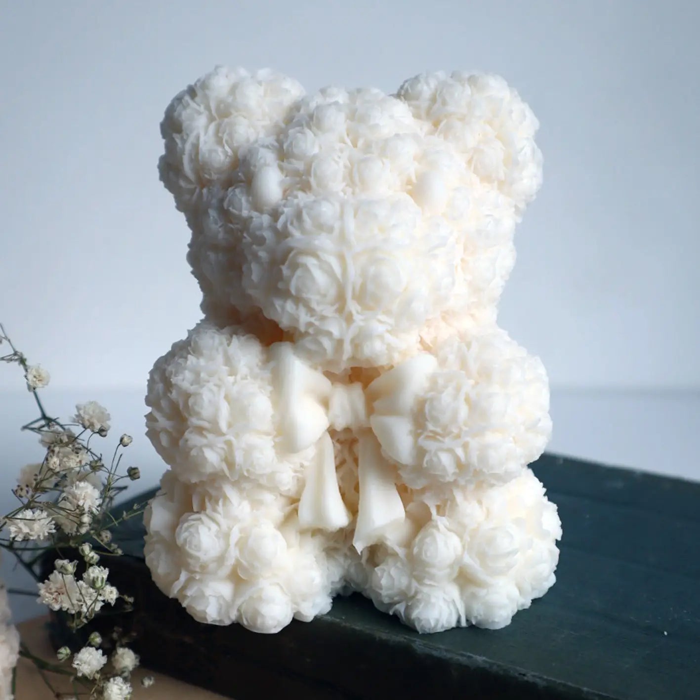 Rose Bear Candle — White (Pre-Order)