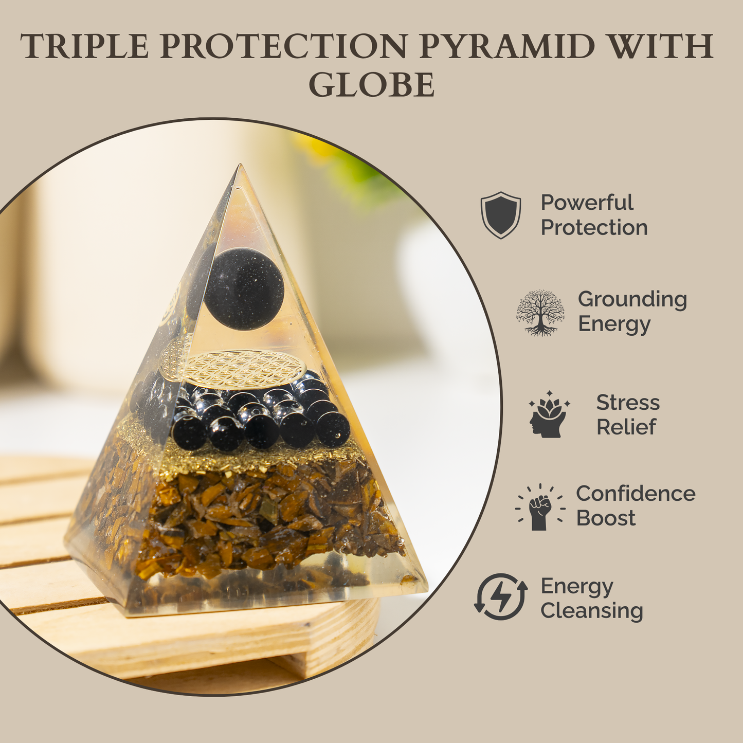 Orgone Pyramid | Triple Protection | Crystal Energy Pyramid