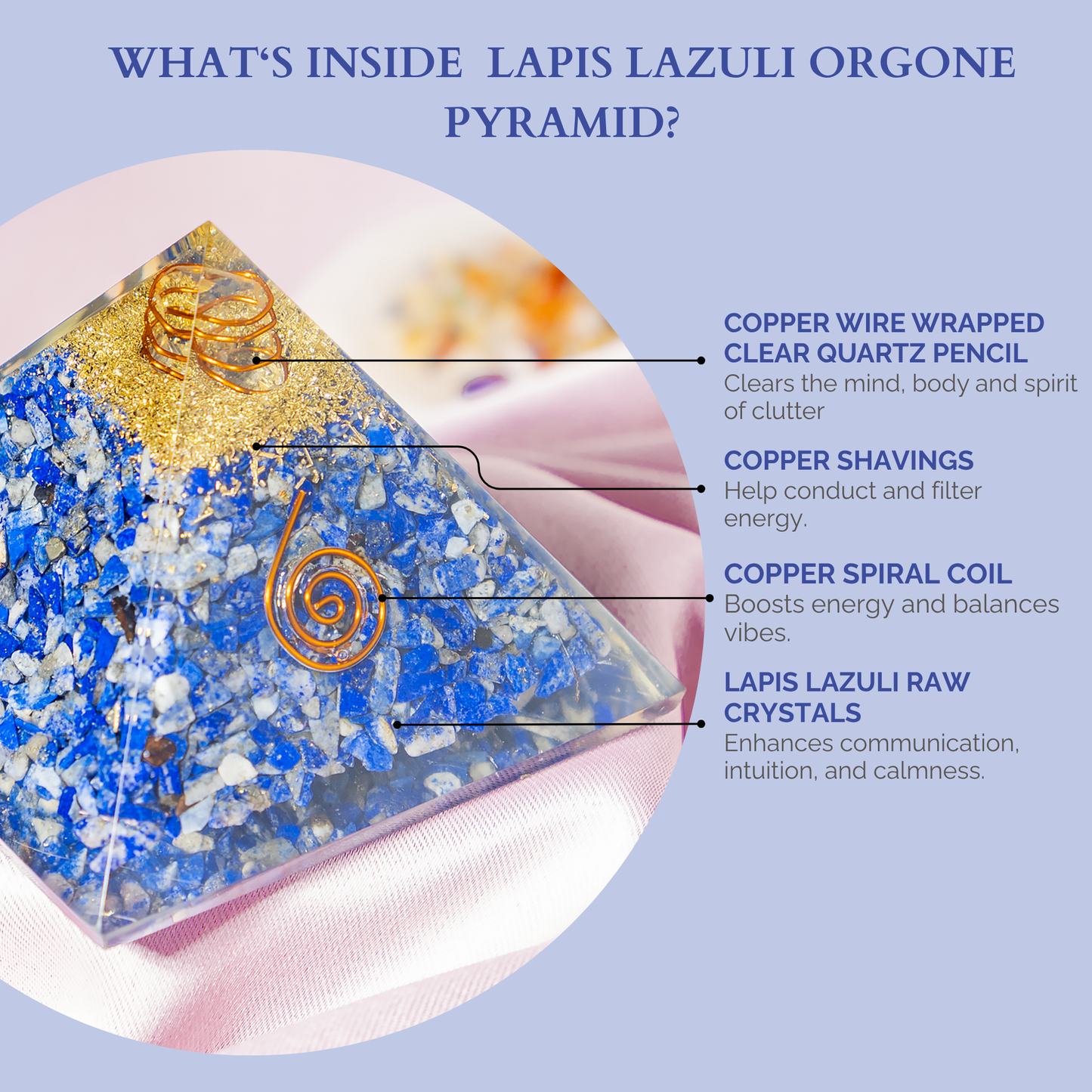 Orgone Pyramid | Lapis Lazuli with Crystal Point Pyramid