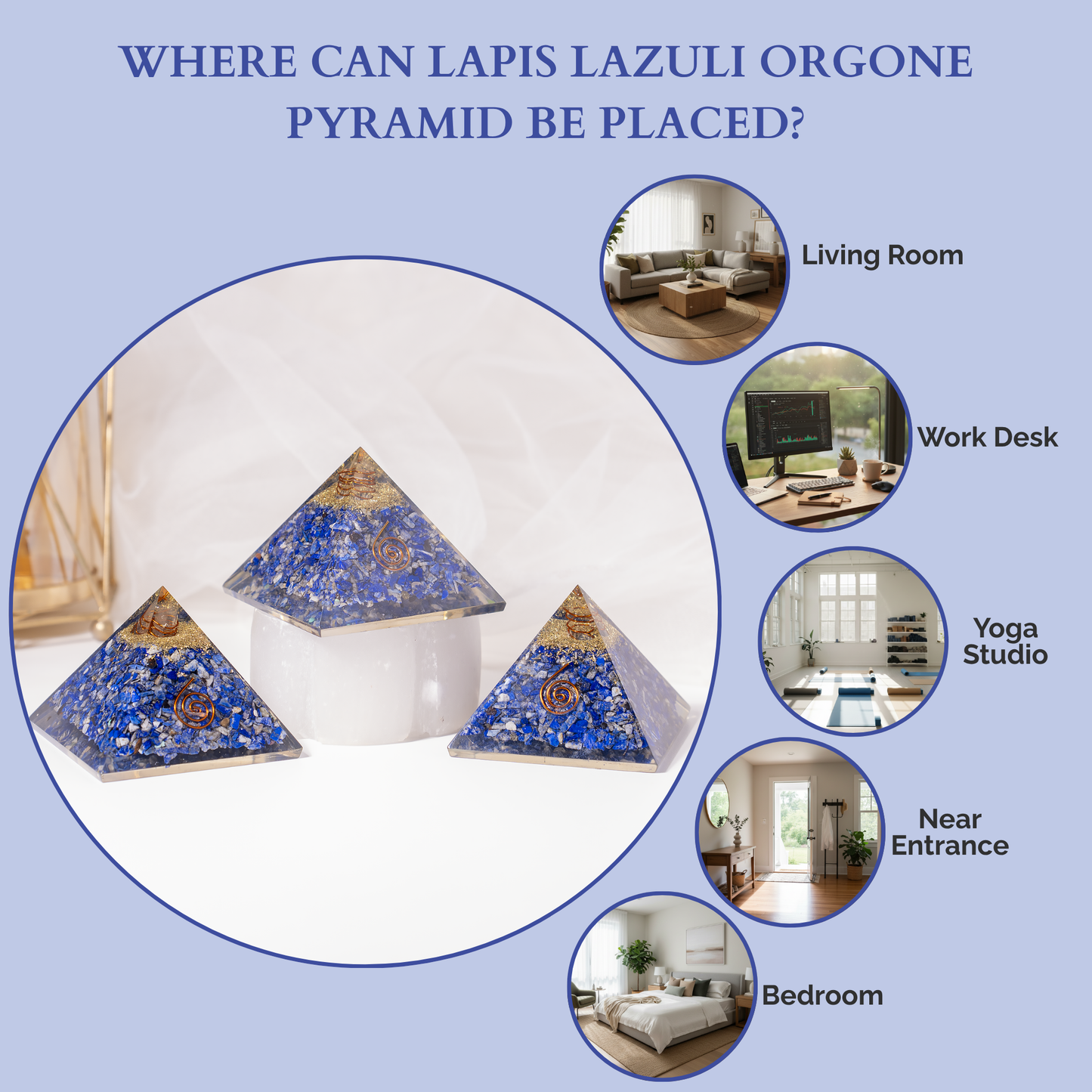 Orgone Pyramid | Lapis Lazuli with Crystal Point Pyramid