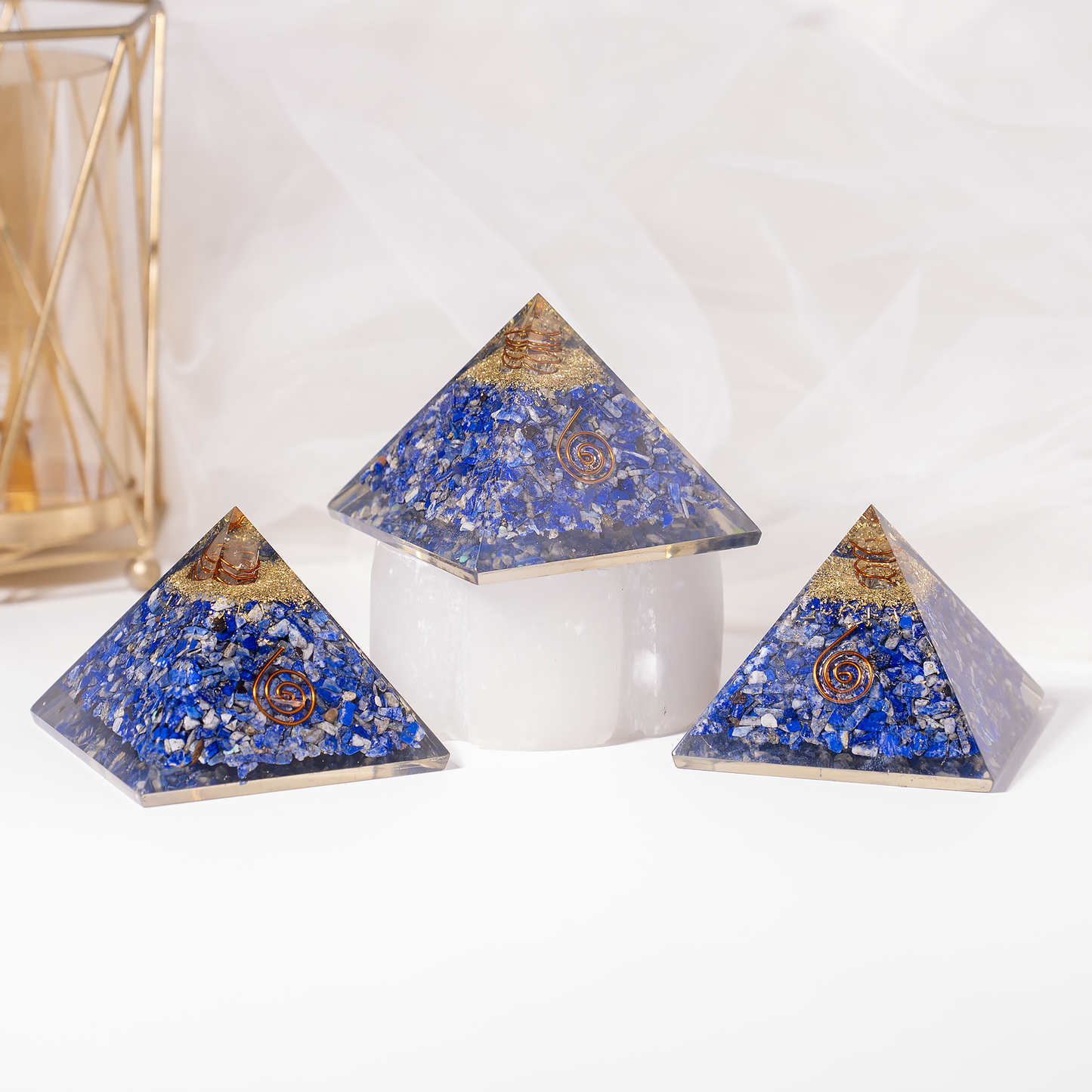 Orgone Pyramid | Lapis Lazuli with Crystal Point Pyramid